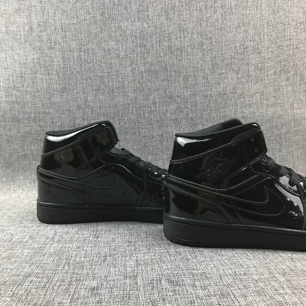 Air Jordan 1 Mid Black Patent Sneakers BQ6472-002