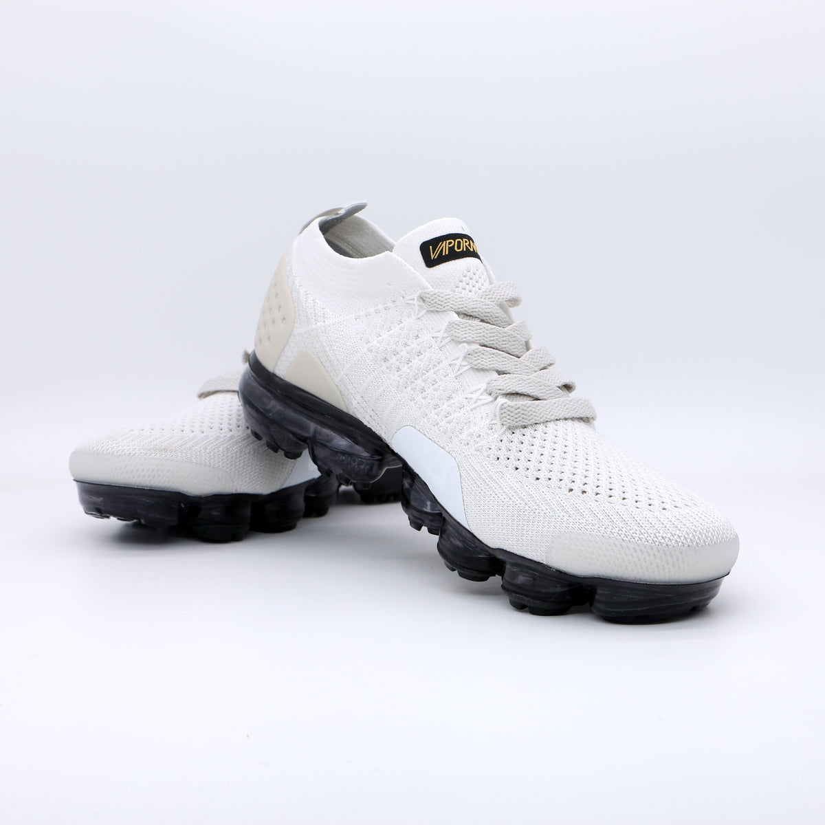 Nike Air VaporMax Flyknit White Gold Black Sneakers 942842-010