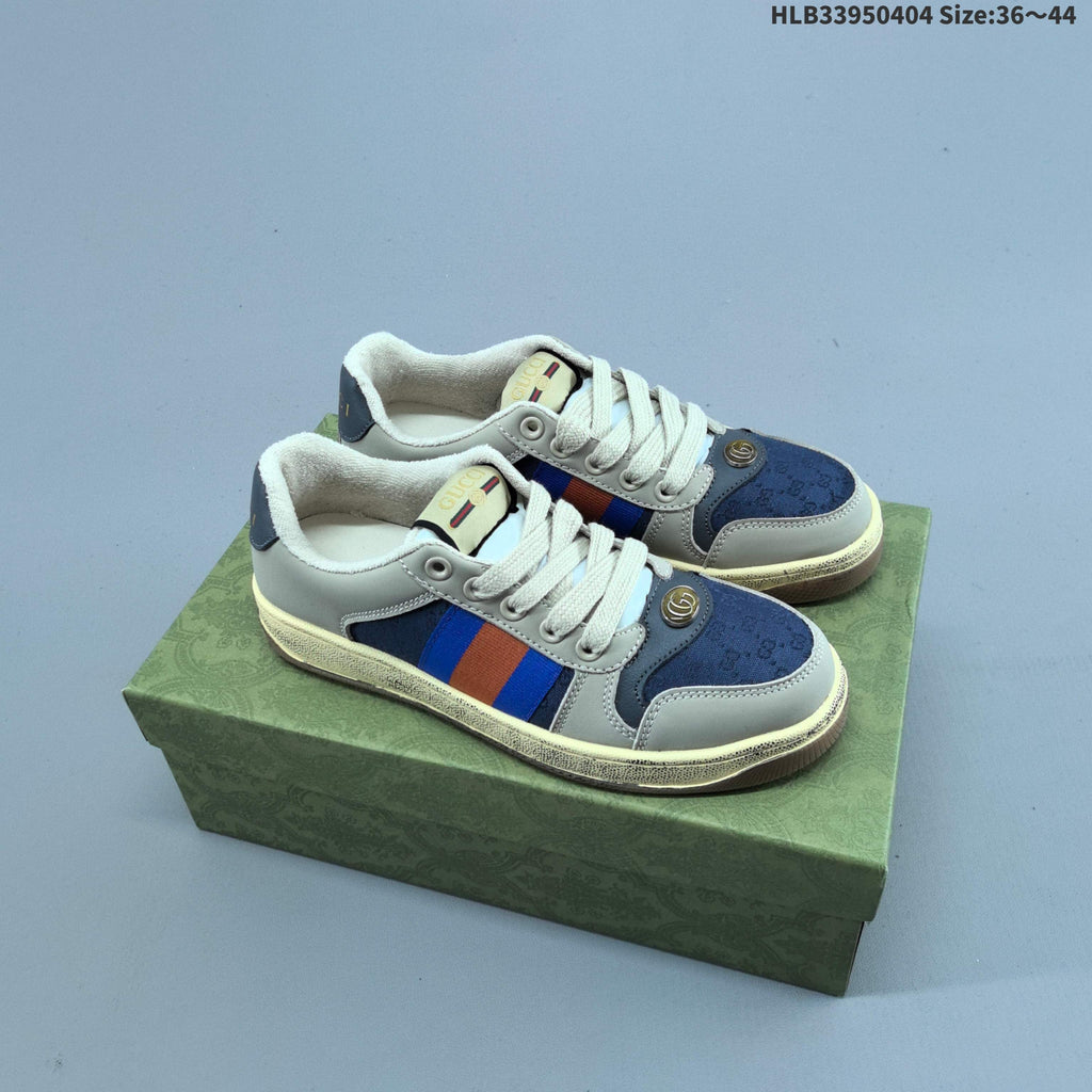 Gucci Screener Distressed Low-Top Sneakers