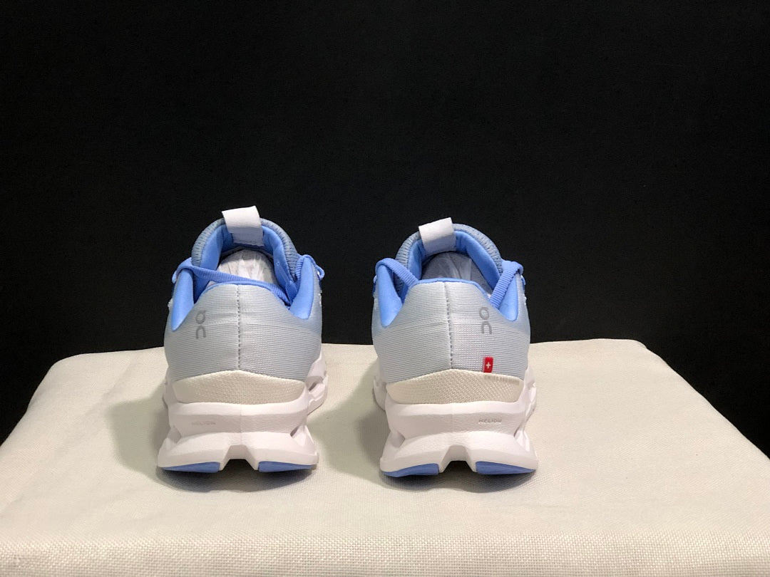 On Cloudsurfer Running Shoes, Heather White and Blue