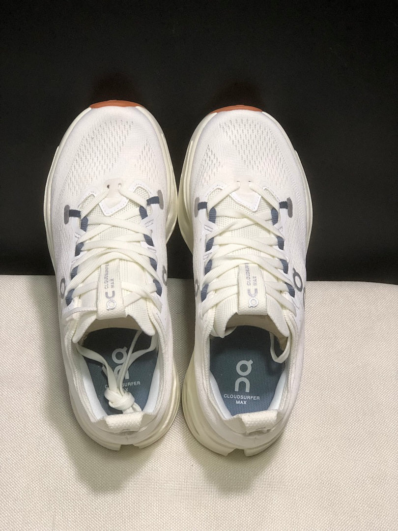 On Cloudsurfer Max Ivory Steel Grey Running Shoes