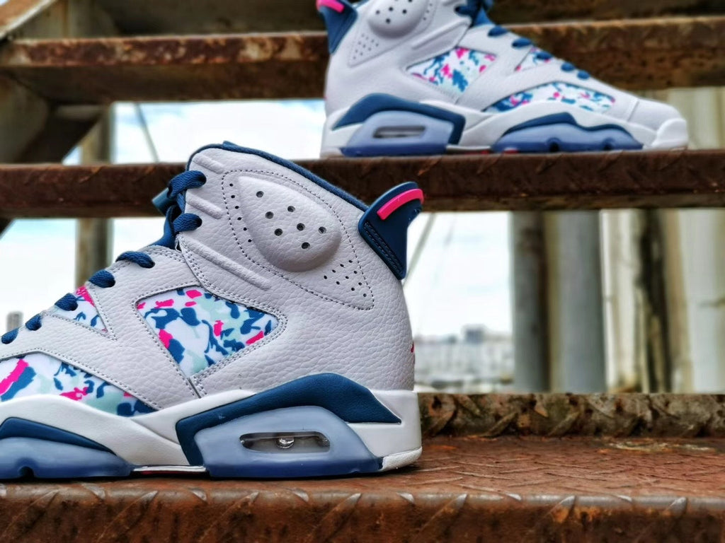 Jordan Air Jordan 6 Tie-Dye White Blue Pink Sneakers