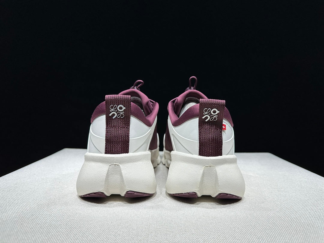 On x LOEWE Cloudventure 3.0 Sneakers, White and Wine Red