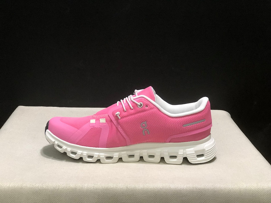 On Cloud 6 Sneakers in Pink and White