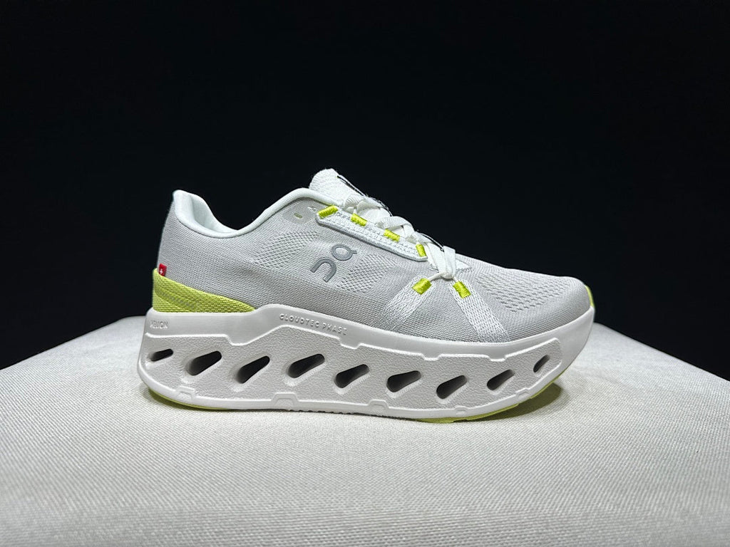 On Cloudeclipse White Green Running Sneakers