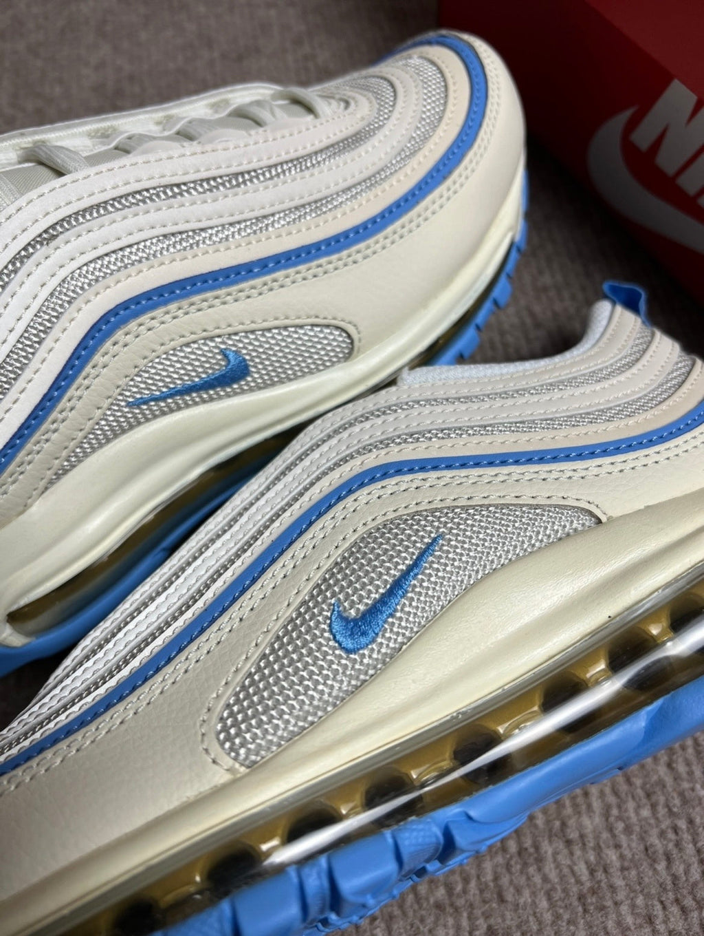 Nike Air Max 97 Sneakers, White and Blue, FN7492-133