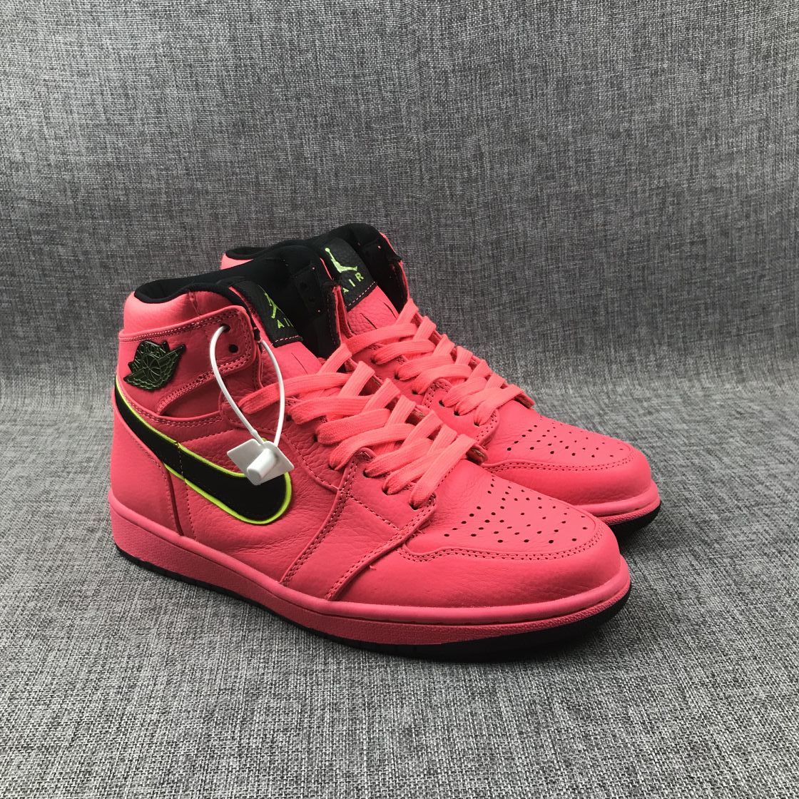 Air Jordan 1 Mid Sneakers Pink Black Volt AQ9131-600