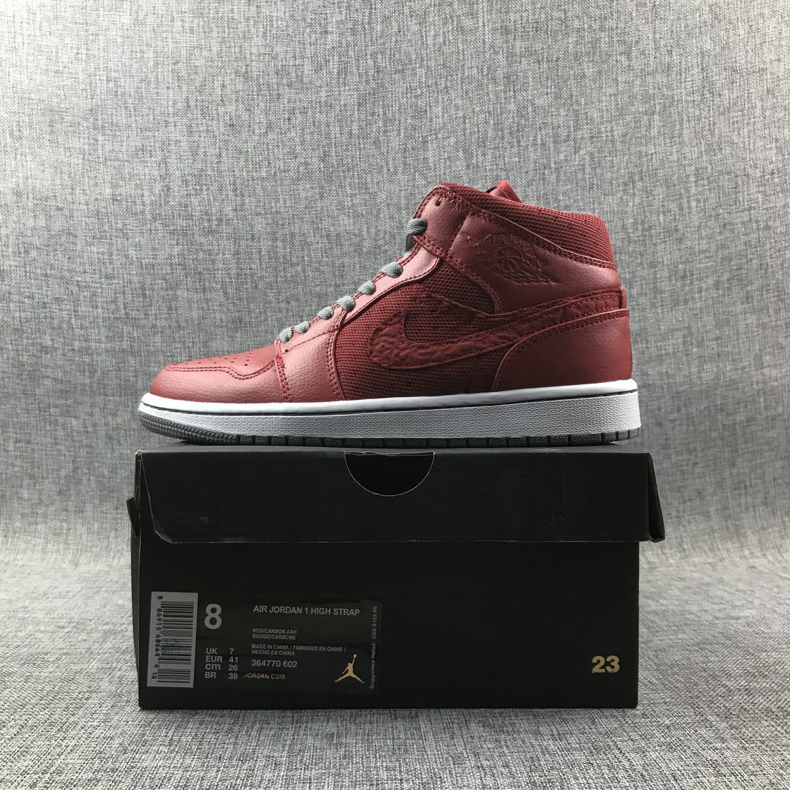 Jordan 1 Mid High-Top Sneakers in Red and Grey