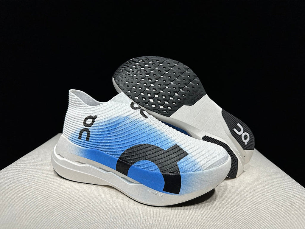 On Cloudboom Strike LS Running Shoes, White and Blue