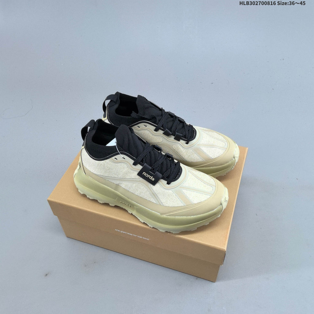 Norda 055 Trail Running Shoes in Cream and Black