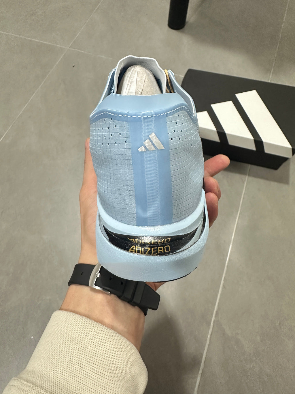 adidas Adizero Adios Pro Running Shoes, Light Blue and Black