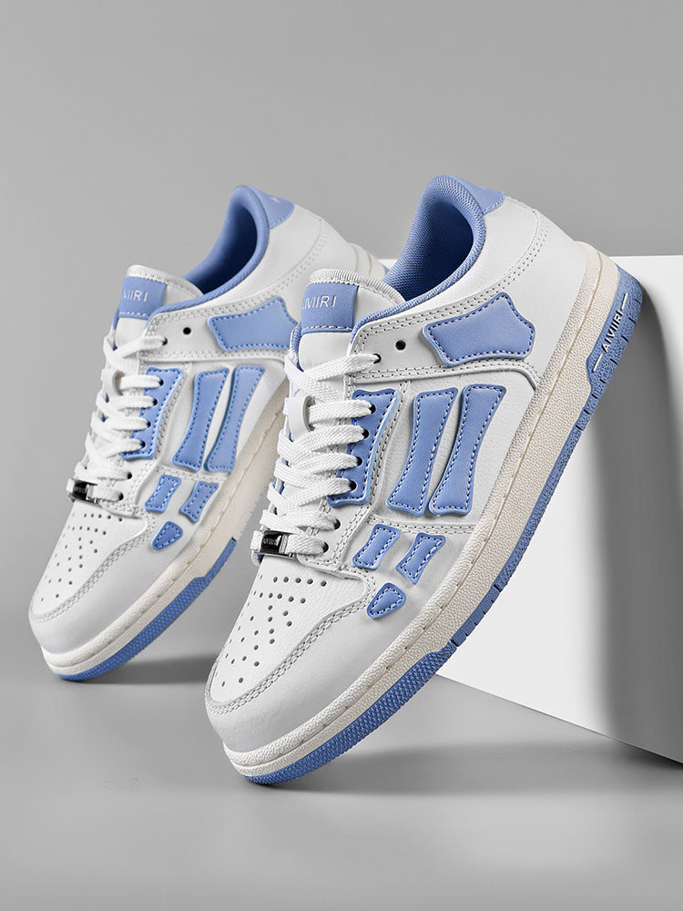 AIVIR White and Light Blue Low-Top Sneakers