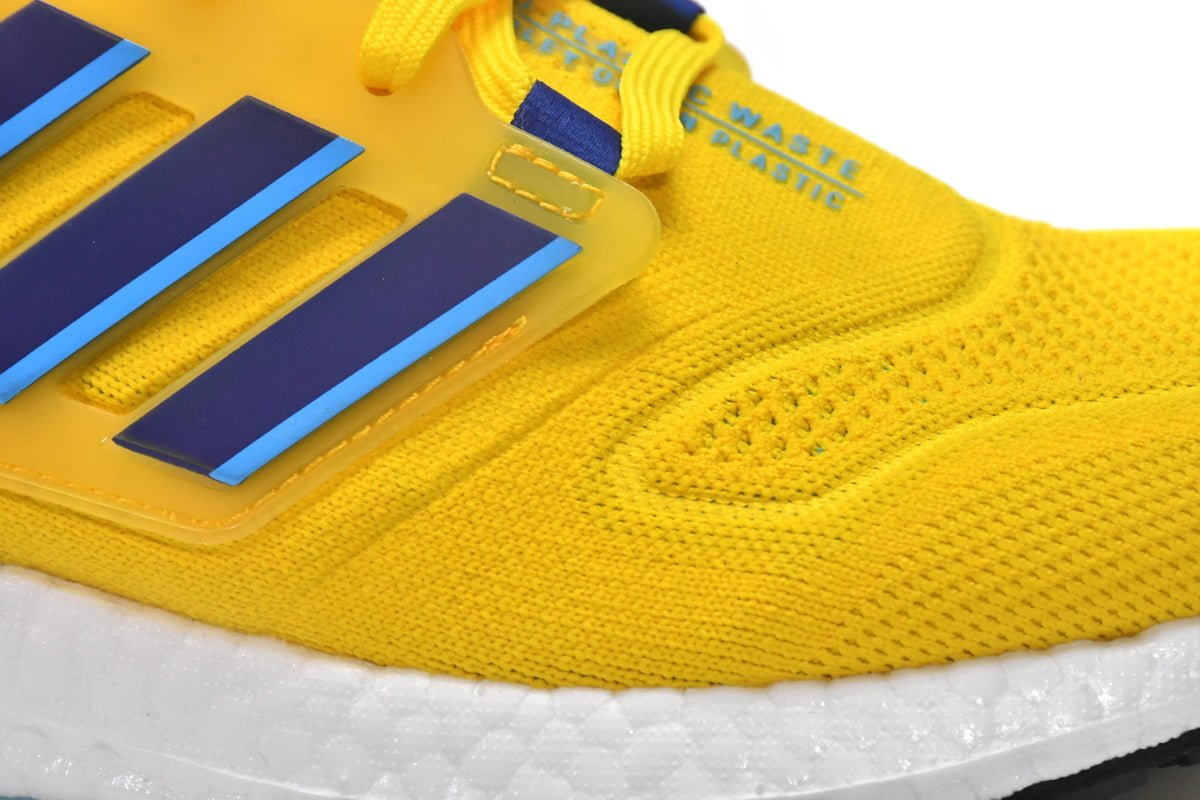 adidas UltraBoost 22 Running Shoes, Yellow and Blue, GW1710