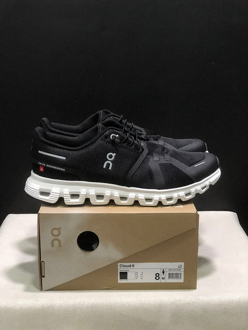 On Cloud 6 Black White Running Sneakers