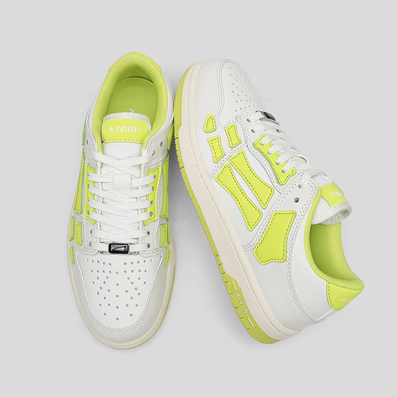 AMIRI Bone Low-Top Sneakers in White and Neon Green