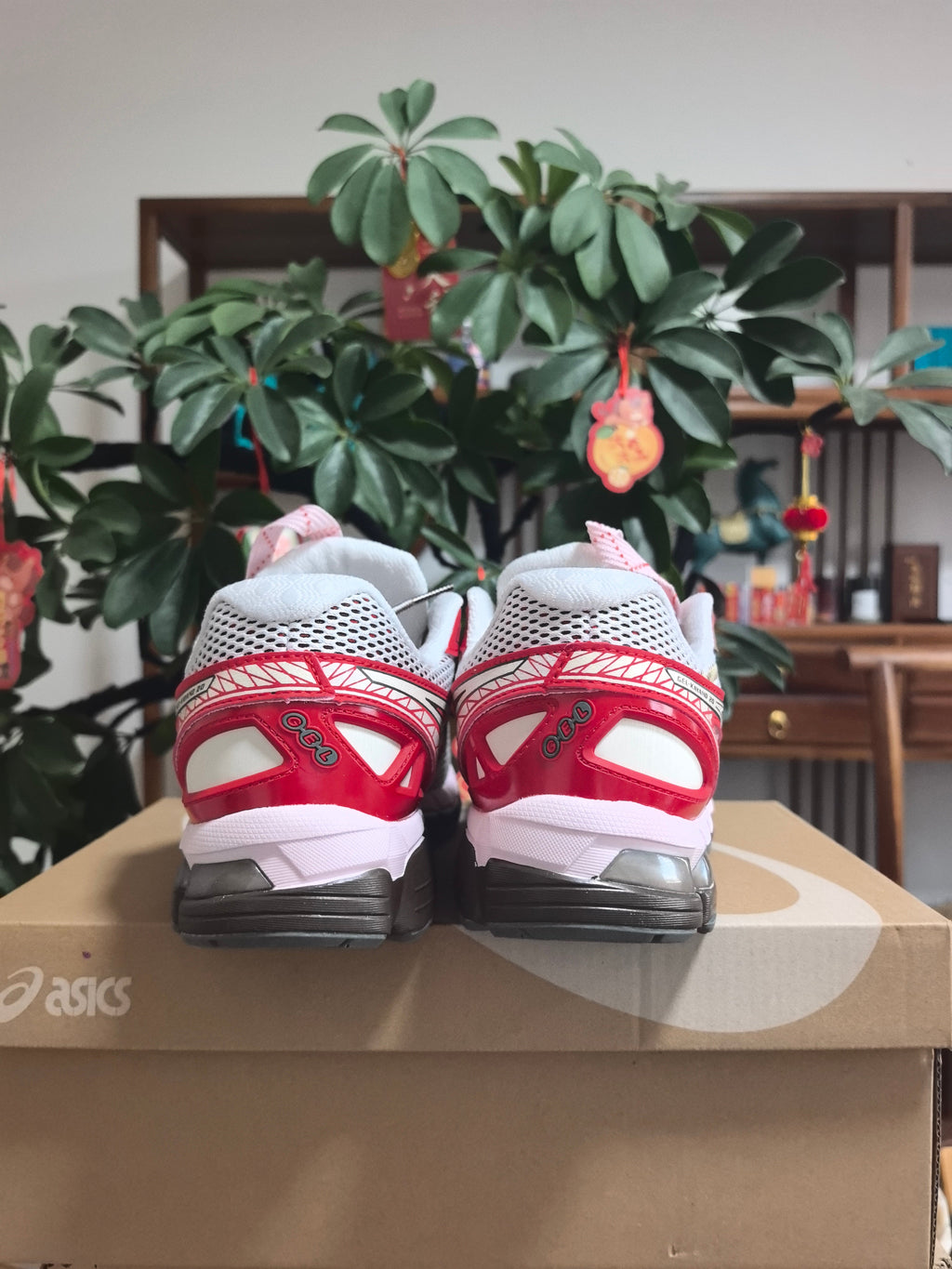 ASICS Gel-Kayano 22 White and Red Running Sneakers