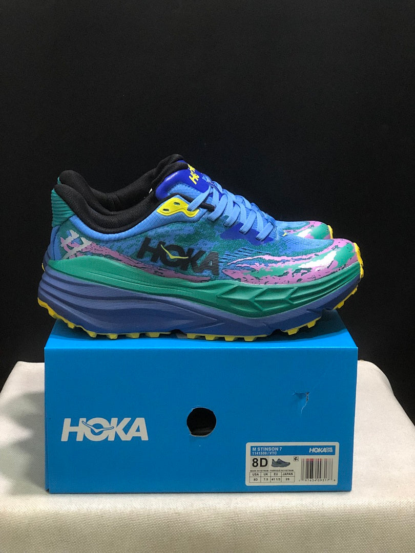 HOKA Stinson 7 Trail Sneakers Blue Green Pink Yellow