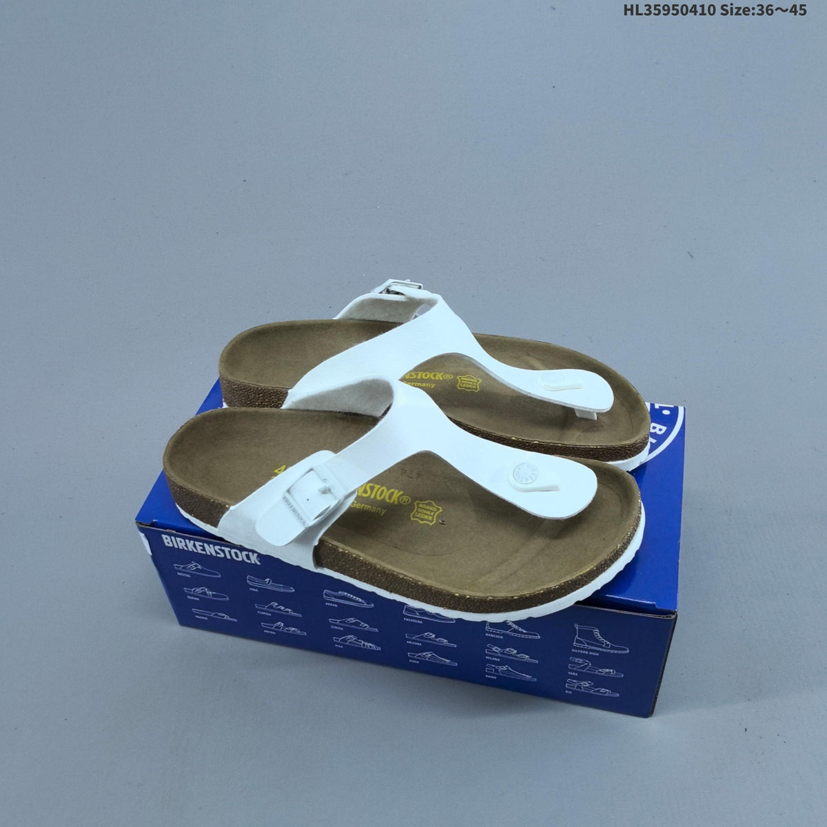 Birkenstock Arizona and Gizeh Sandals in White and Brown