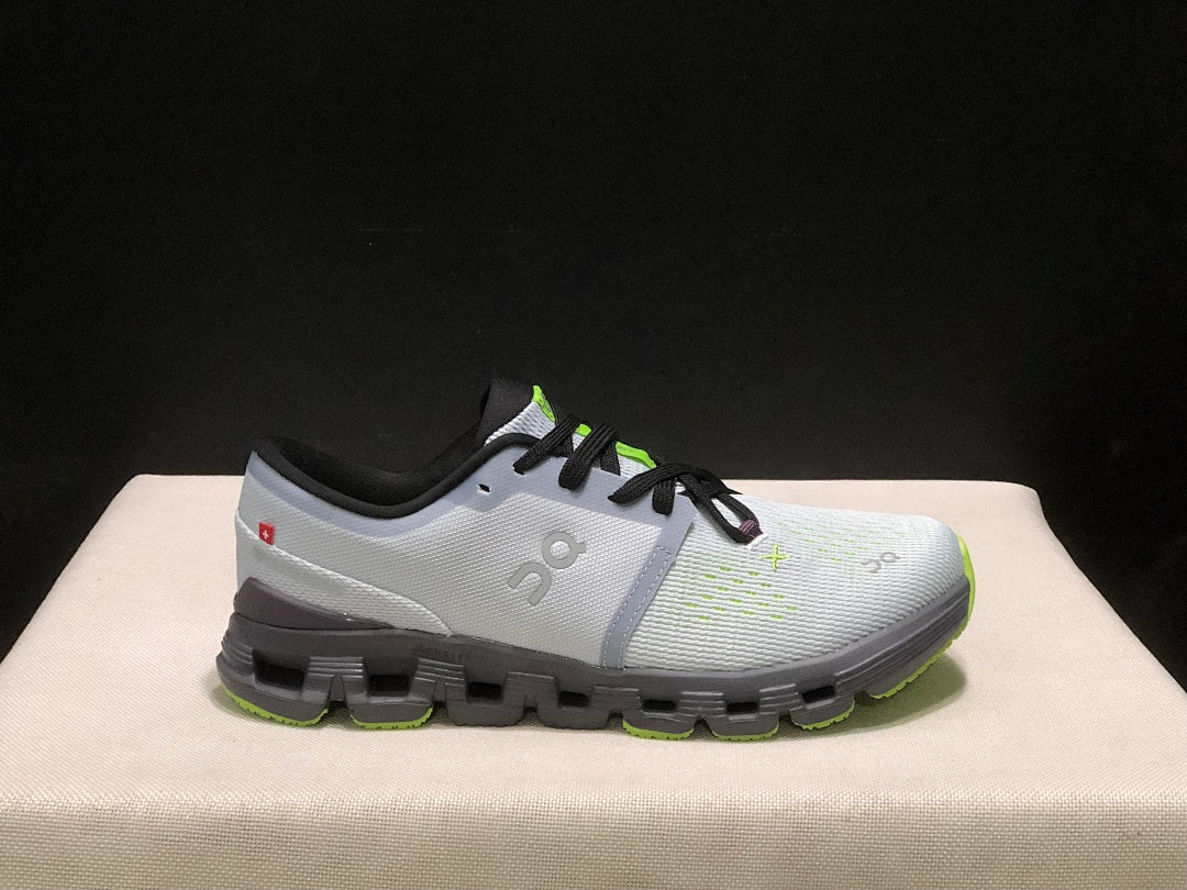 On Cloud X 4 Sneakers in Gray and Lime