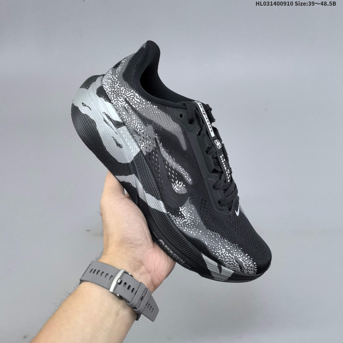Nike Air Zoom Pegasus 42 Running Shoes, Black and Silver