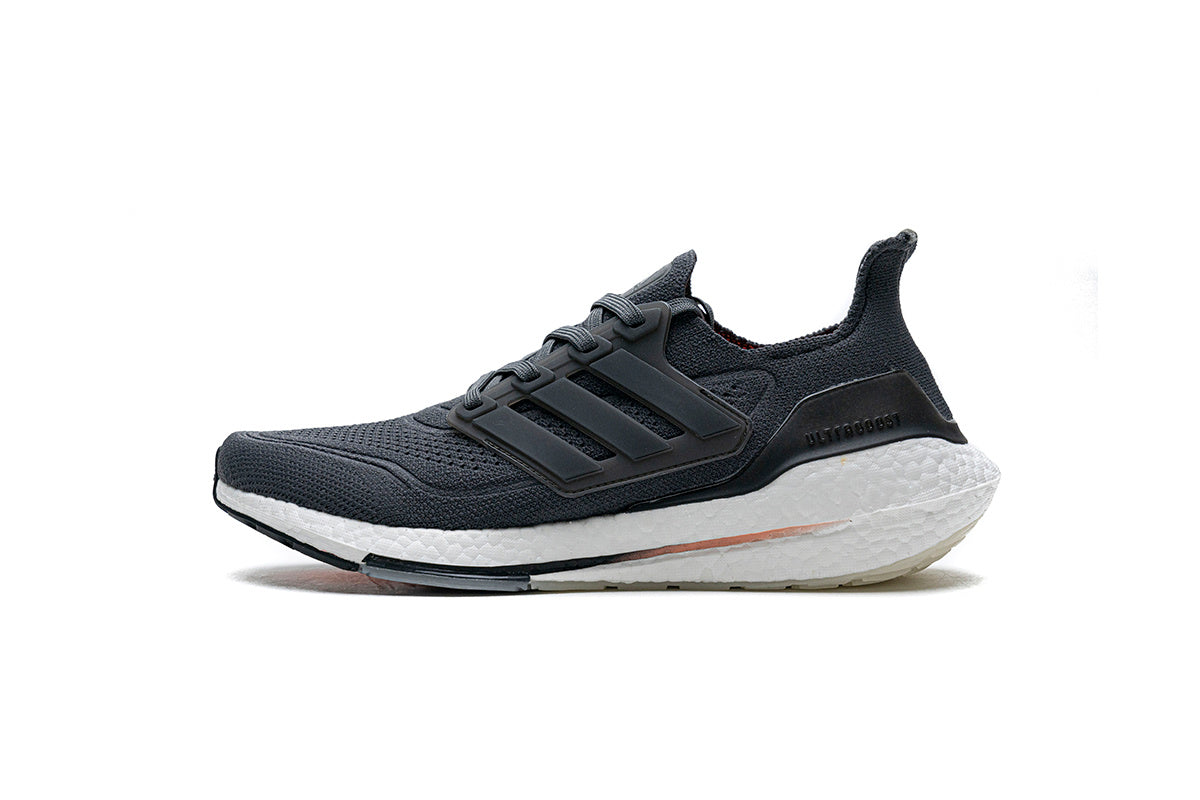 adidas UltraBoost 21 Running Shoes, Charcoal and White FY0372