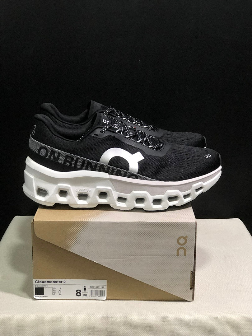 On Cloudmonster 2 Black White Running Shoes