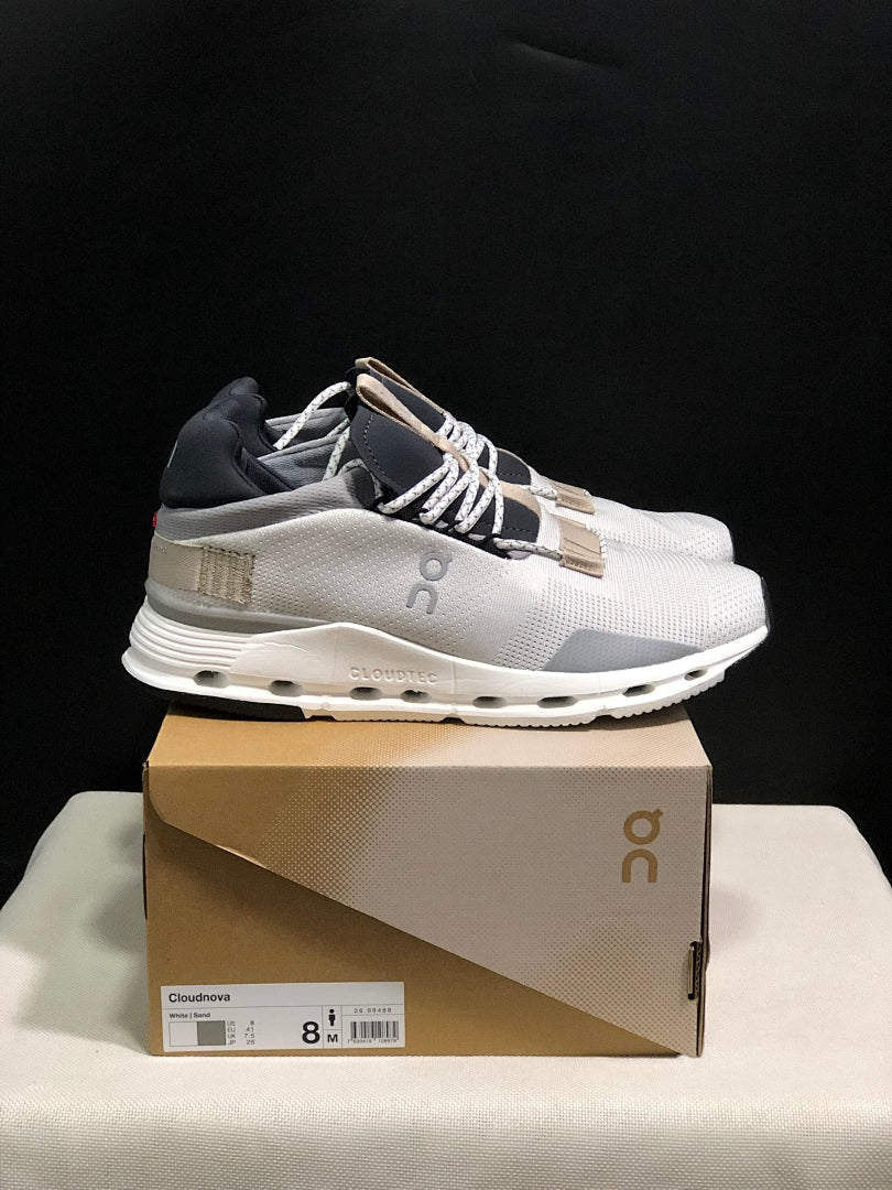On Cloudnova 1 Sneakers in White and Sand