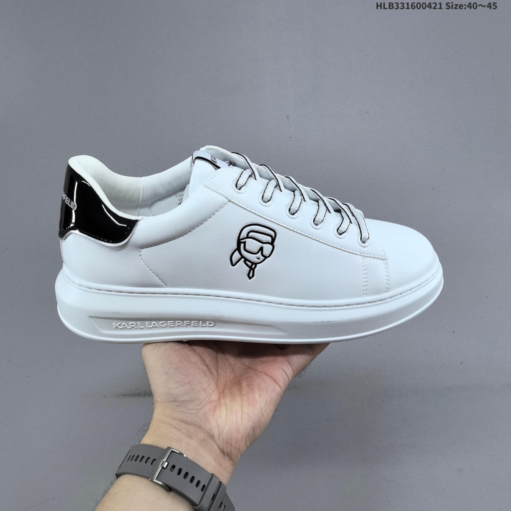 Karl Lagerfeld White Low-Top Sneakers with Logo Detail