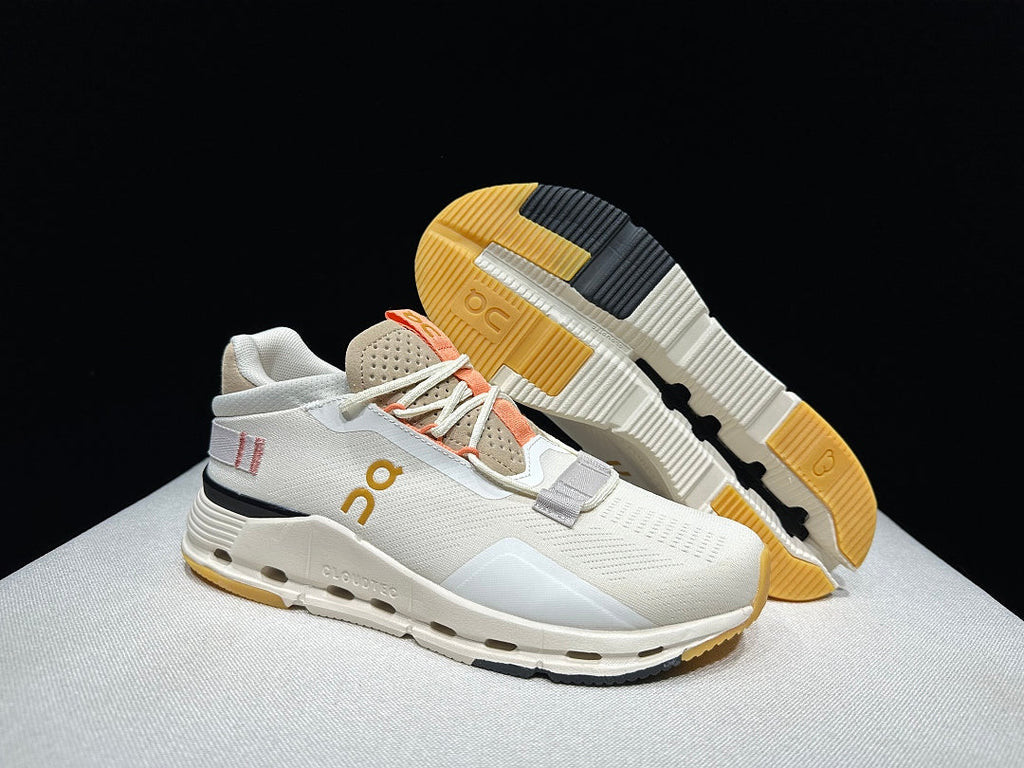 On Cloudnova 2 Sneakers in Ivory and Orange