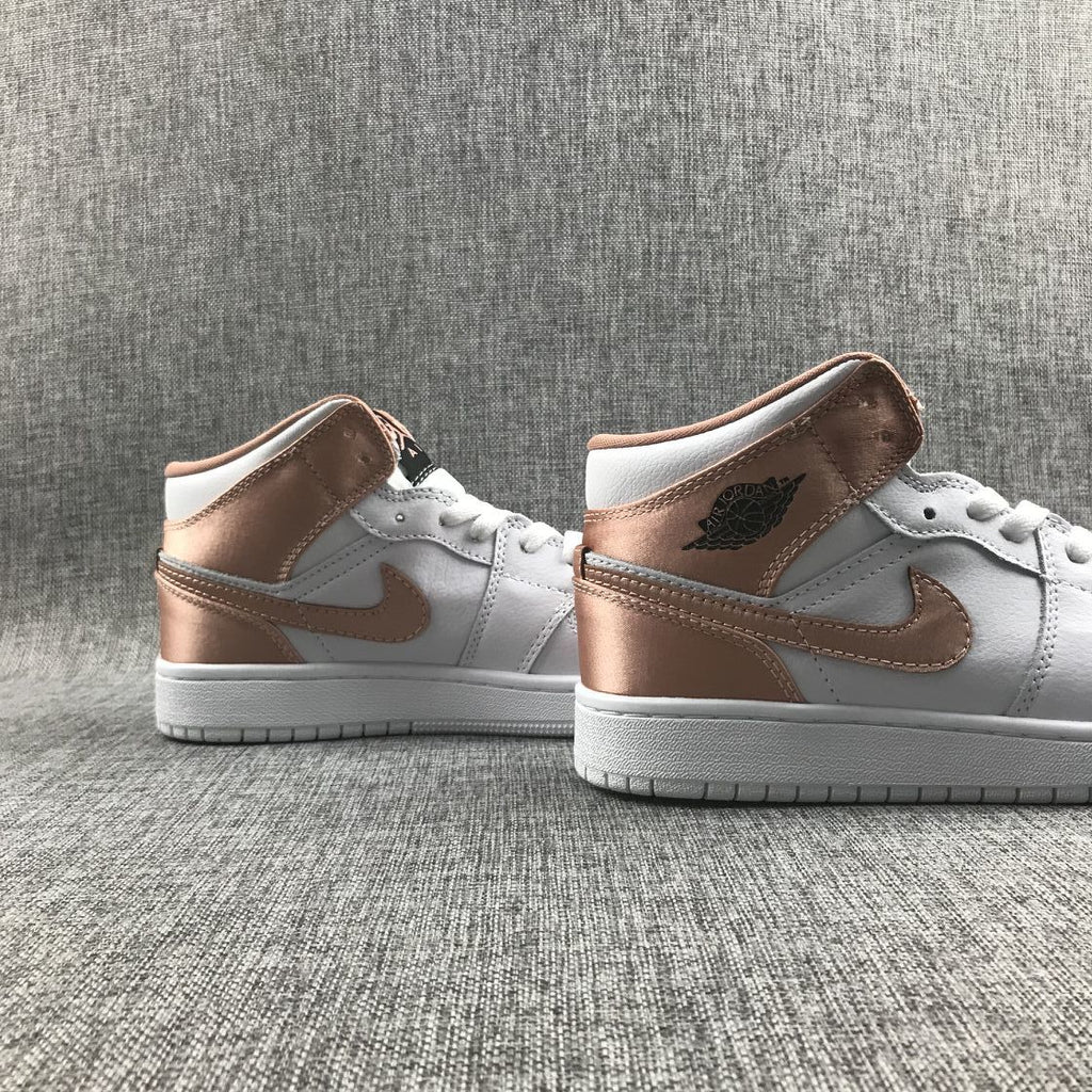 Jordan 1 Mid Rose Gold Silk Women's Sneakers 555112-190