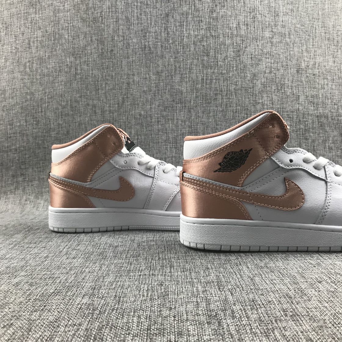 Jordan 1 Mid Rose Gold Silk Women's Sneakers 555112-190