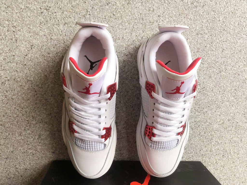 Jordan 4 White and Red High-Top Sneakers