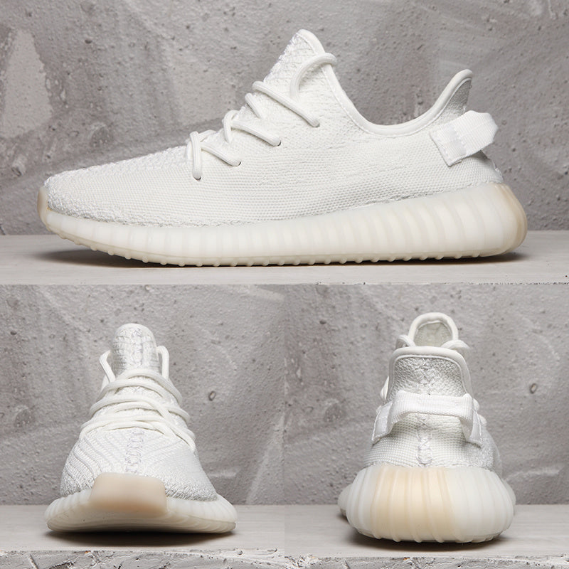 Yeezy 350 V2 White Knit Low-Top Sneakers