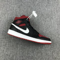 Jordan 1 Mid Black Red Canvas-Style Sneakers 554724-020