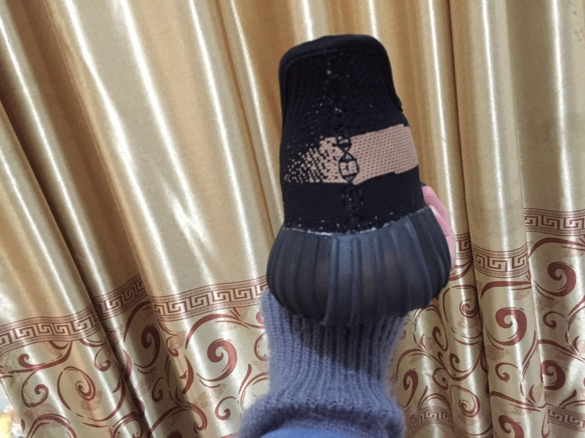 Yeezy 350 V2 Knit Sneakers in Black and Beige