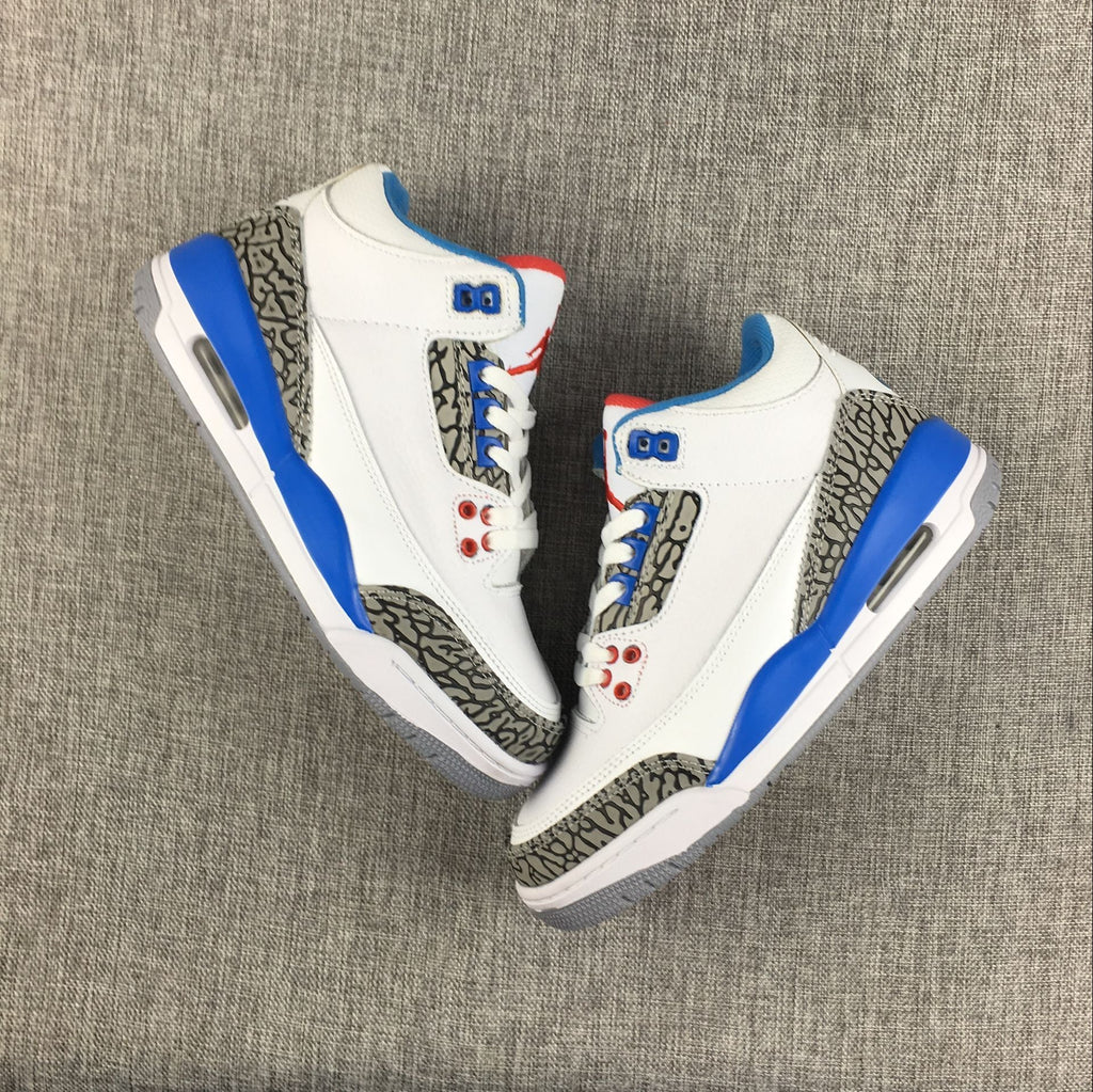 Air Jordan 3 Retro White and Blue Women's Sneakers