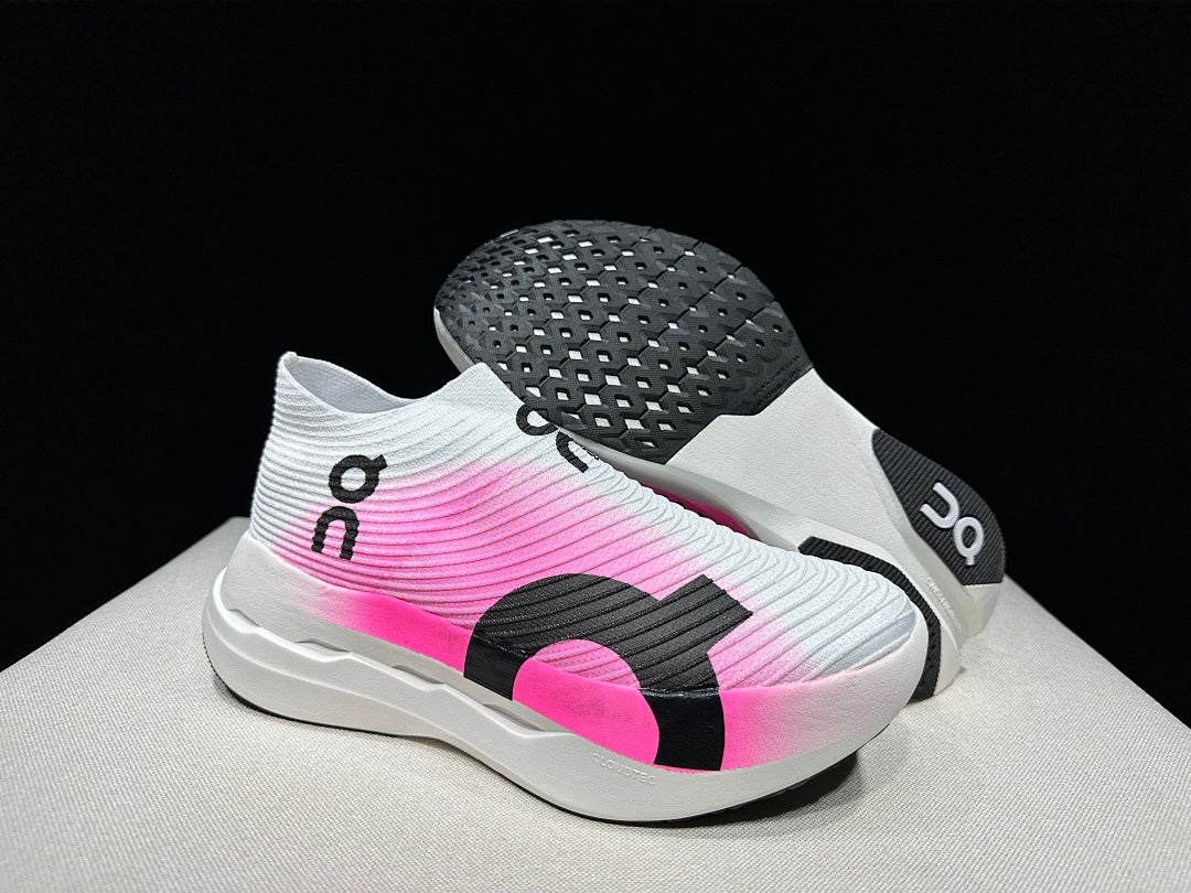 On Cloudboom Strike LS White/Pink Running Sneakers