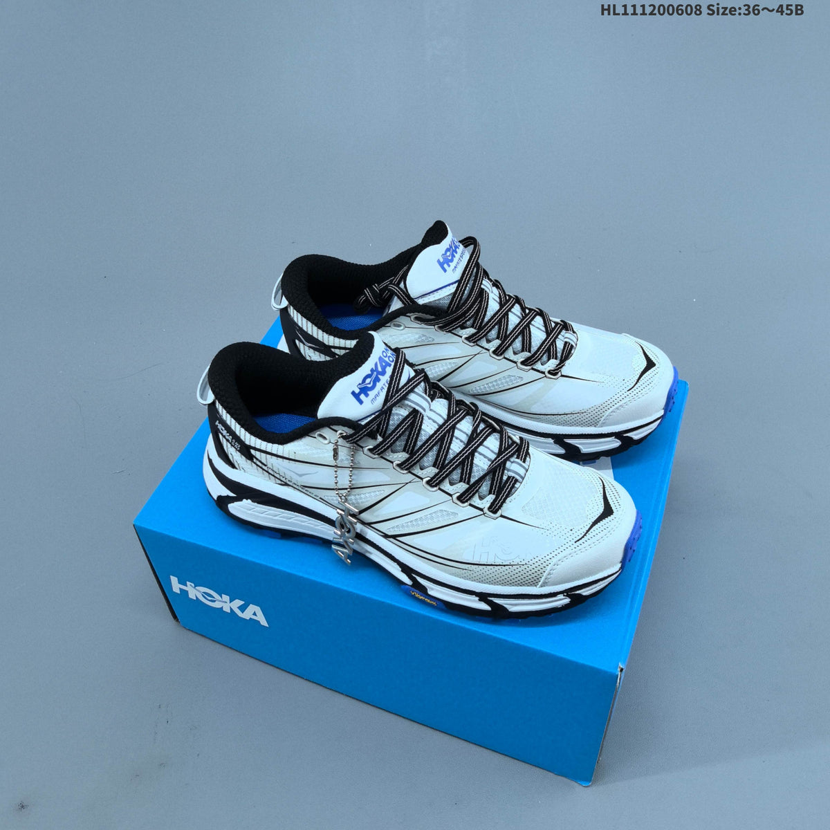 HOKA Mafate Speed 2 Low Trail Running Shoes, White Black Blue