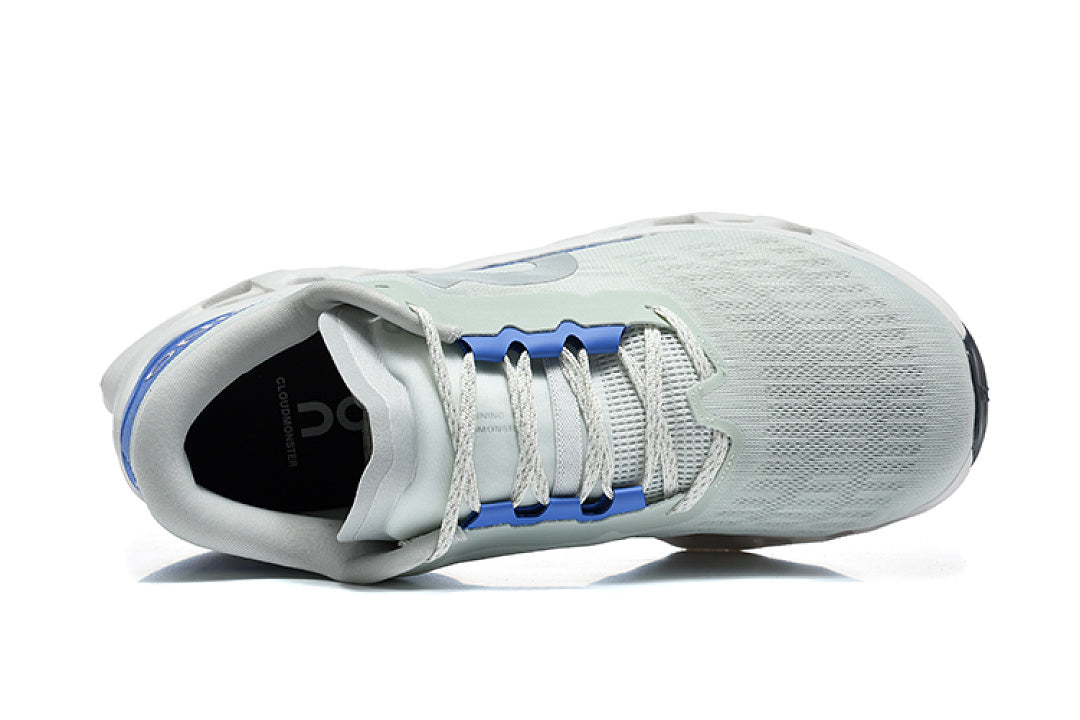 On Cloudmonster 3 Running Shoes in White and Blue