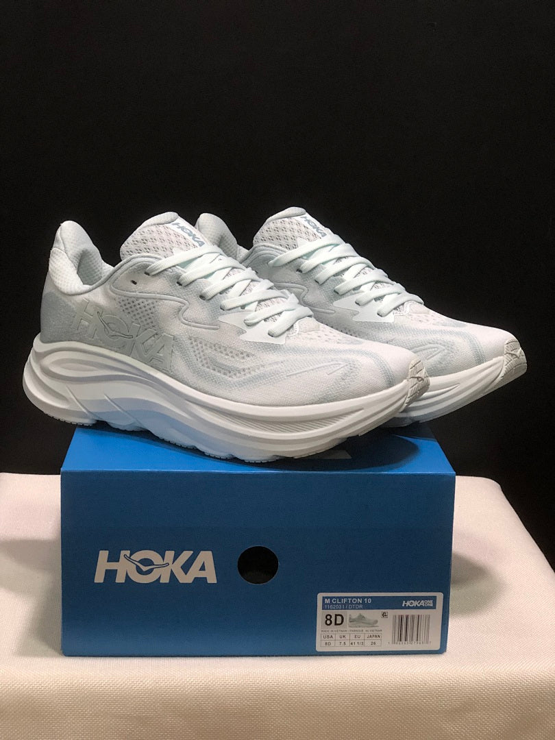 HOKA Clifton 10 White Running Shoes