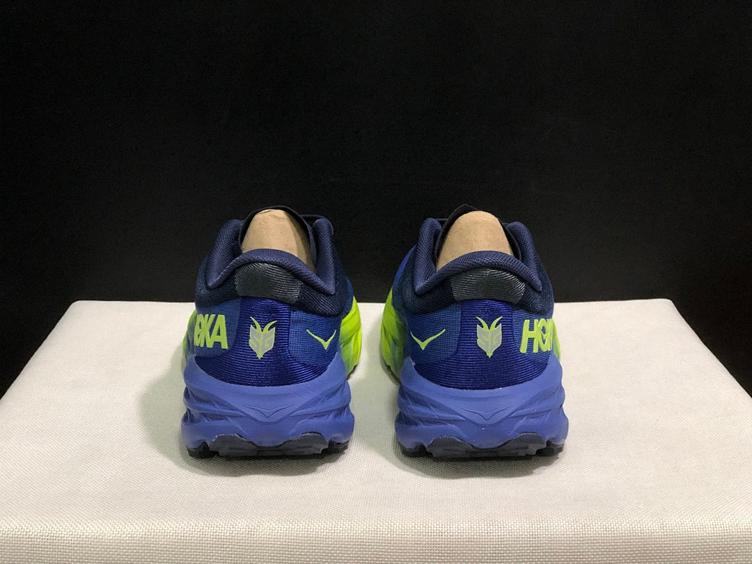 HOKA Speedgoat 5 Trail Running Shoes, Navy and Lime