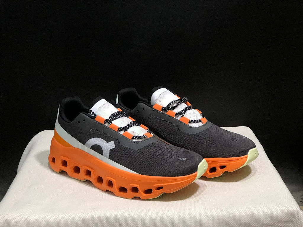 On Cloudmonster Running Shoes Black Orange
