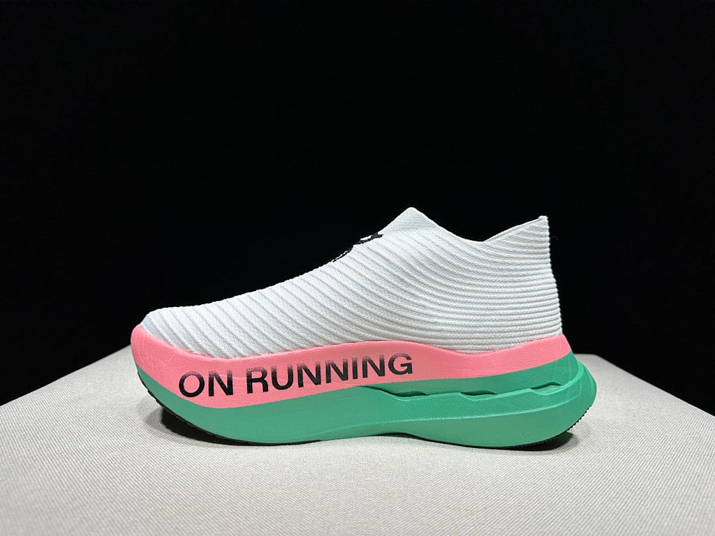 On Cloudboom Strike LS Running Shoes, White Pink Green