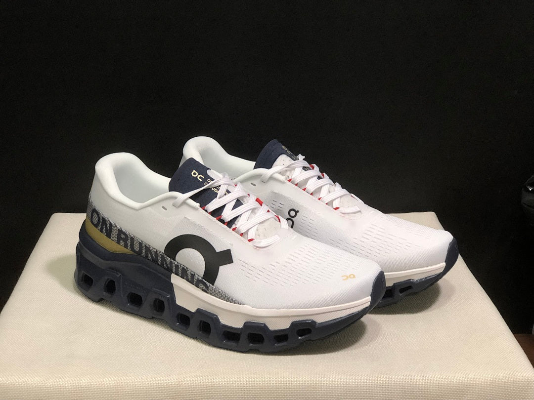 On Cloudmonster 2 Running Shoes, White and Midnight