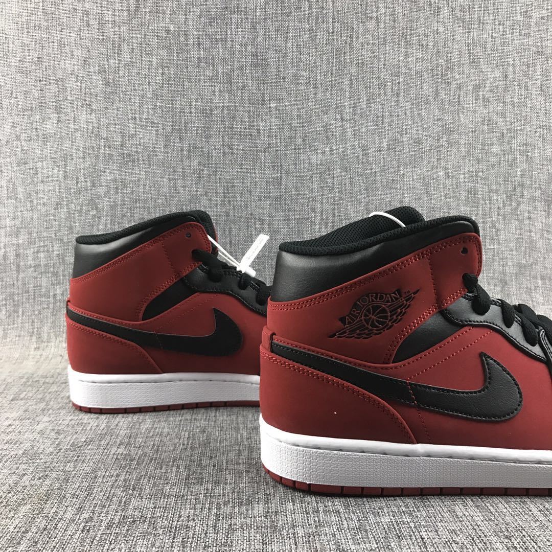 Air Jordan 1 Mid Sneakers in Red, Black and White