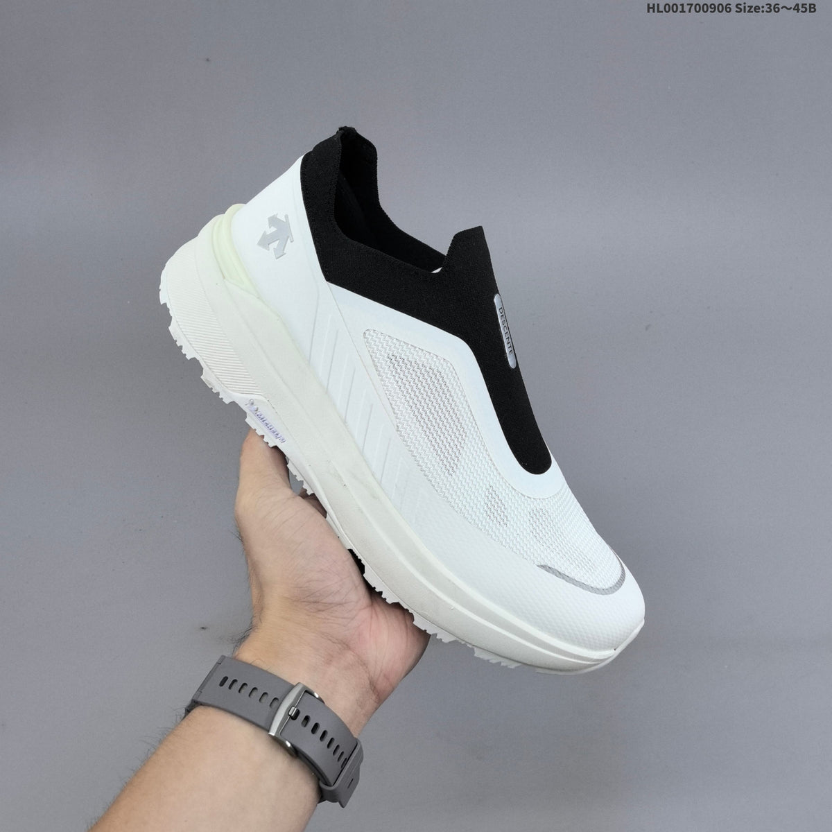 Descente Dualis Primer Slip-On Sneakers, White and Black