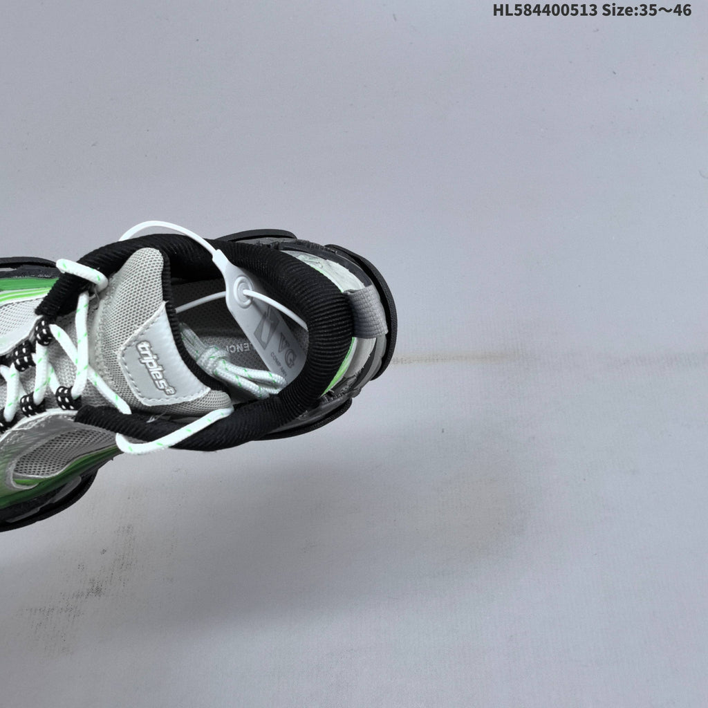 Balenciaga Triple S 2.0 Sneakers in White and Green
