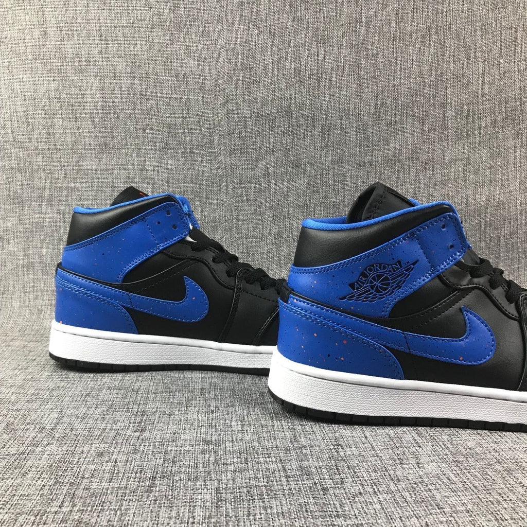 Air Jordan 1 Mid Black and Blue High-Top Sneakers