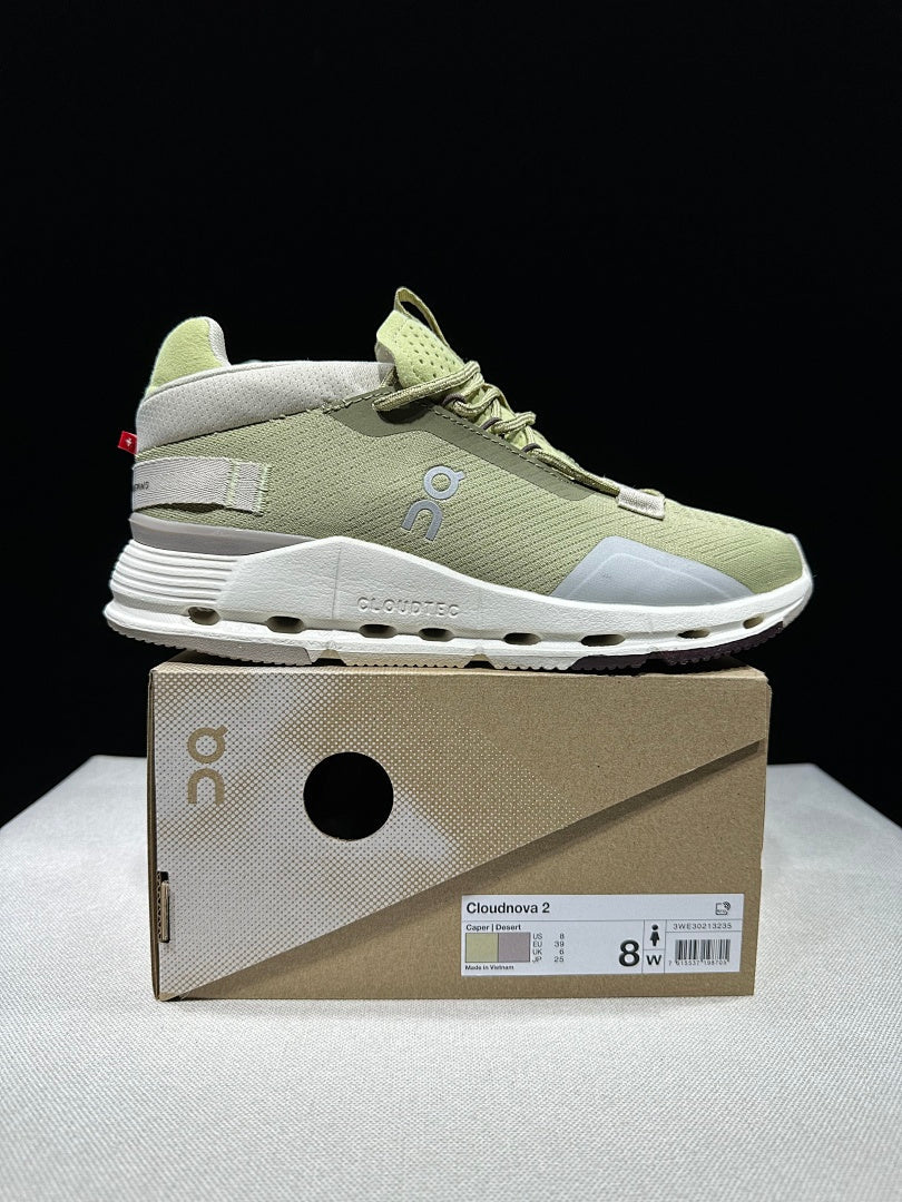 On Cloudnova 2 Sneakers in Green and White