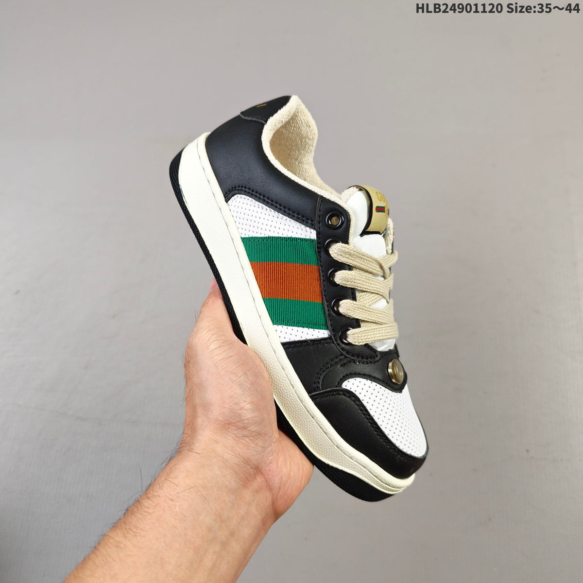 Gucci Screener Low-Top Sneakers in Black and White